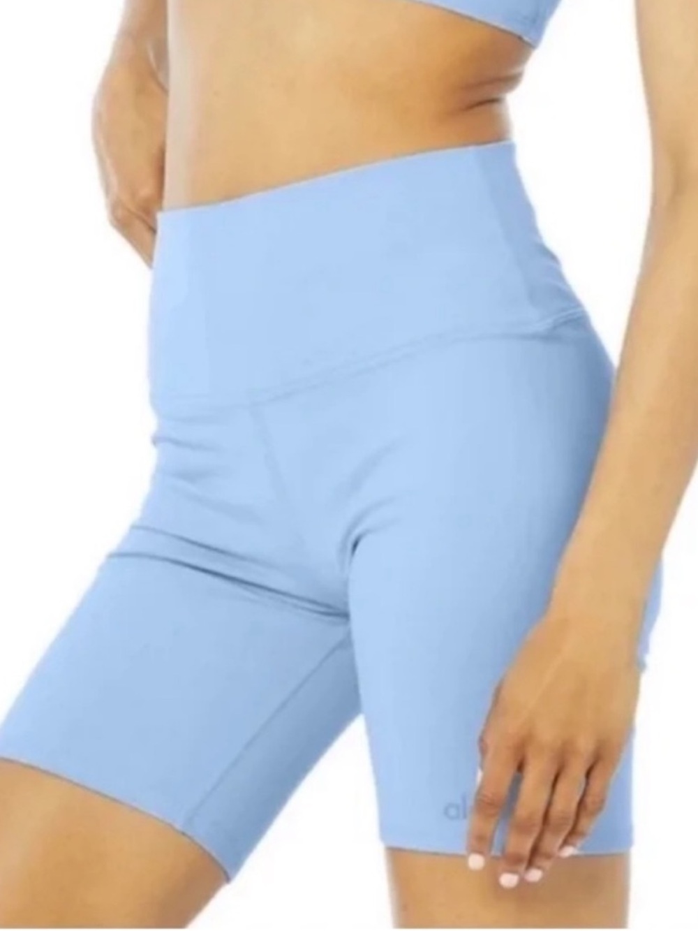 Alo Yoga Airbrush High Waisted Biker Shorts Blue Skies 7” Sz M 8-10 W6145R